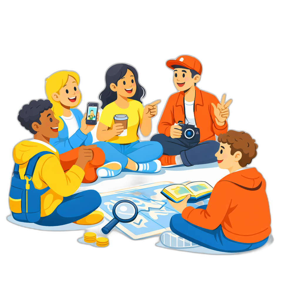 Friends sharing travel reviews