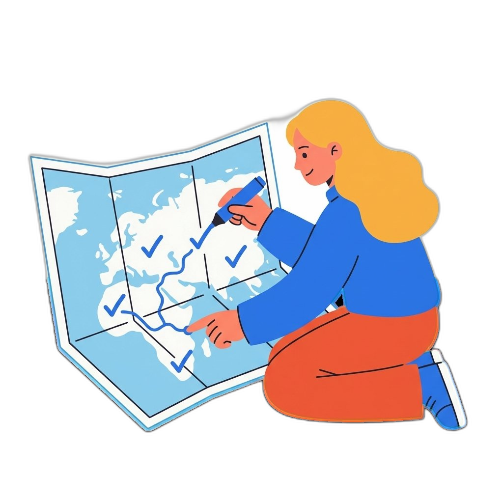 Person tracking cities on a map